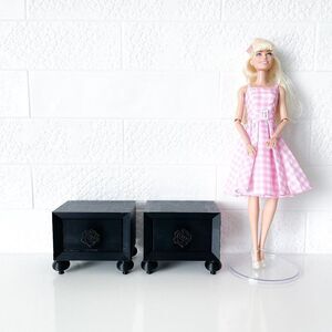 Miniature Barbie Nightstands (Set of 2) Black Dollhouse Furniture